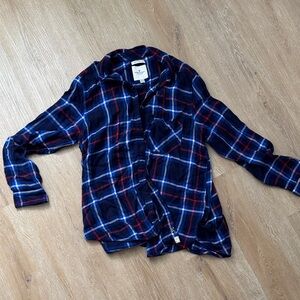 American Eagle Outfitters Navy and Red Checkered Shirt